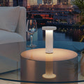 Sompex Volume Oplaadbare Tafellamp Wit│art. 78530│op glazen buitentafel