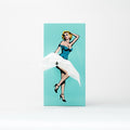 Tissue Up Girl Lichtblauw | Tissuebox Retro Pin Up - vooraanzicht staand met schaduw