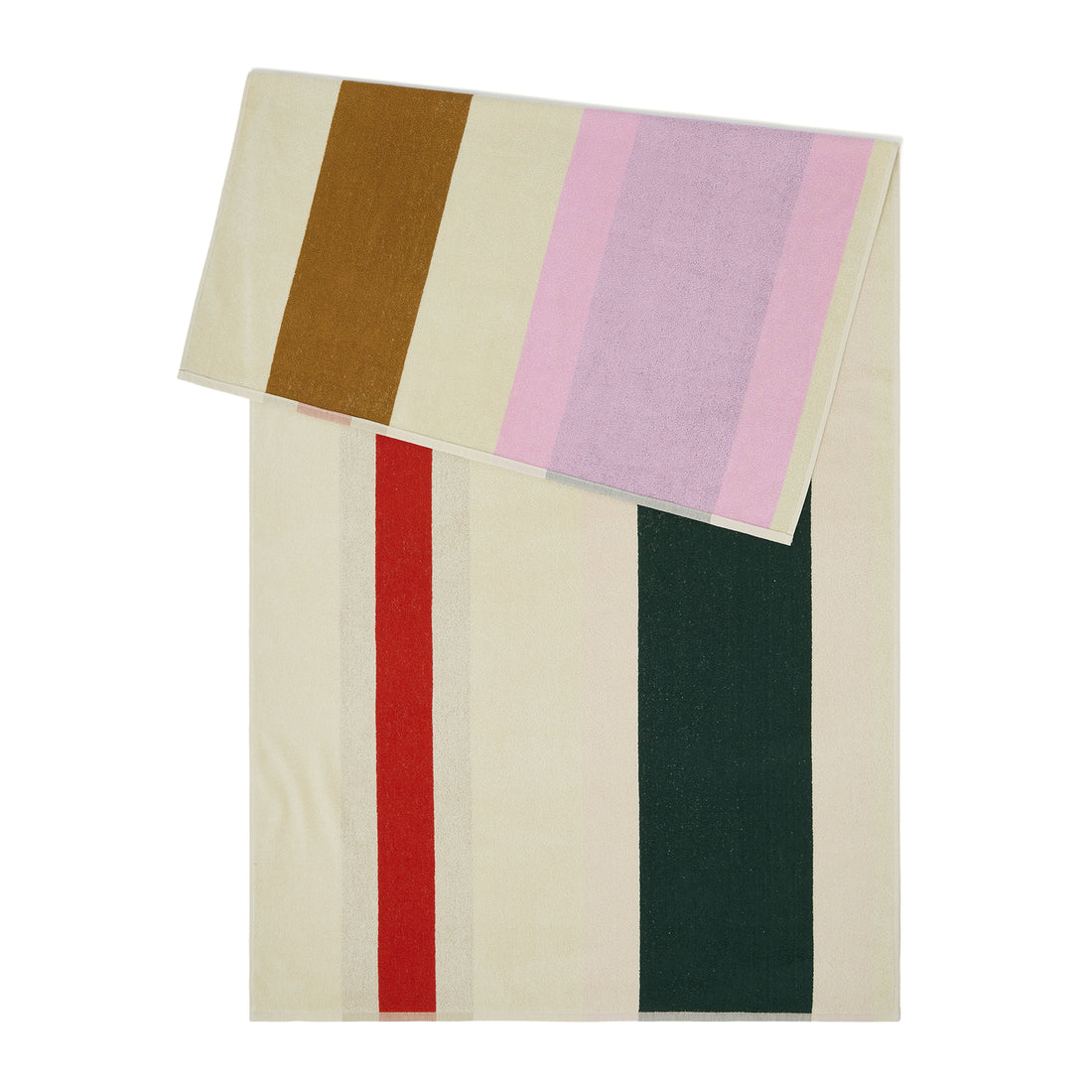Strandlaken Martens & Martens Red Dark Green Toffee&Pink Suite702│art. CMMTT90REDGTOPI│voorkant met omvouw