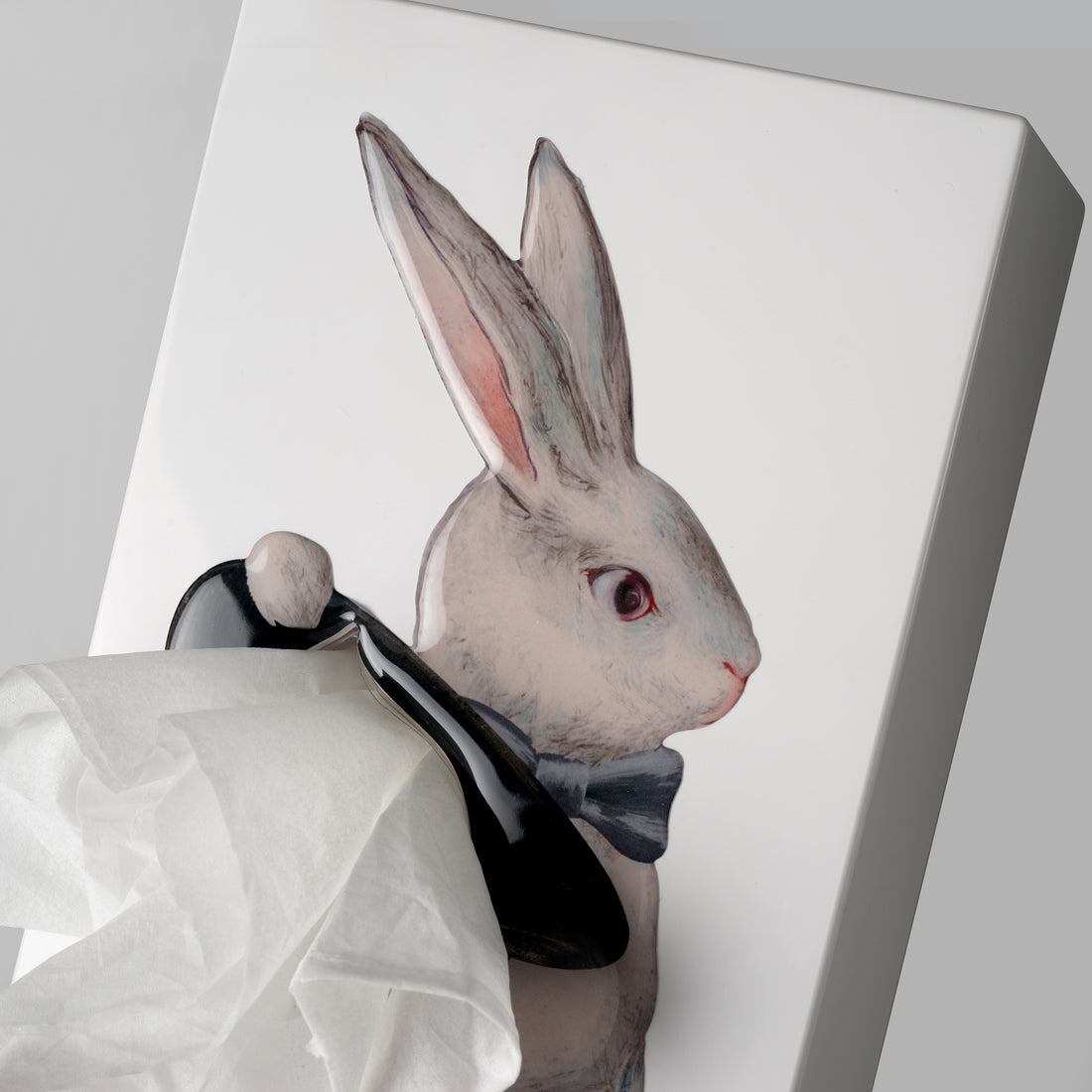 Tissue Up Rabbit Wit│Tissuebox│art. LD-TG004WR│voorkant schuin met witte achtergrond