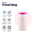 Dopper Travel Mug 300ml Berry Pink - vooraanzicht met vermelding eigenschappen
