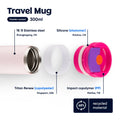 Dopper Travel Mug 300ml Berry Pink - losse onderdelen met vermelding materialen