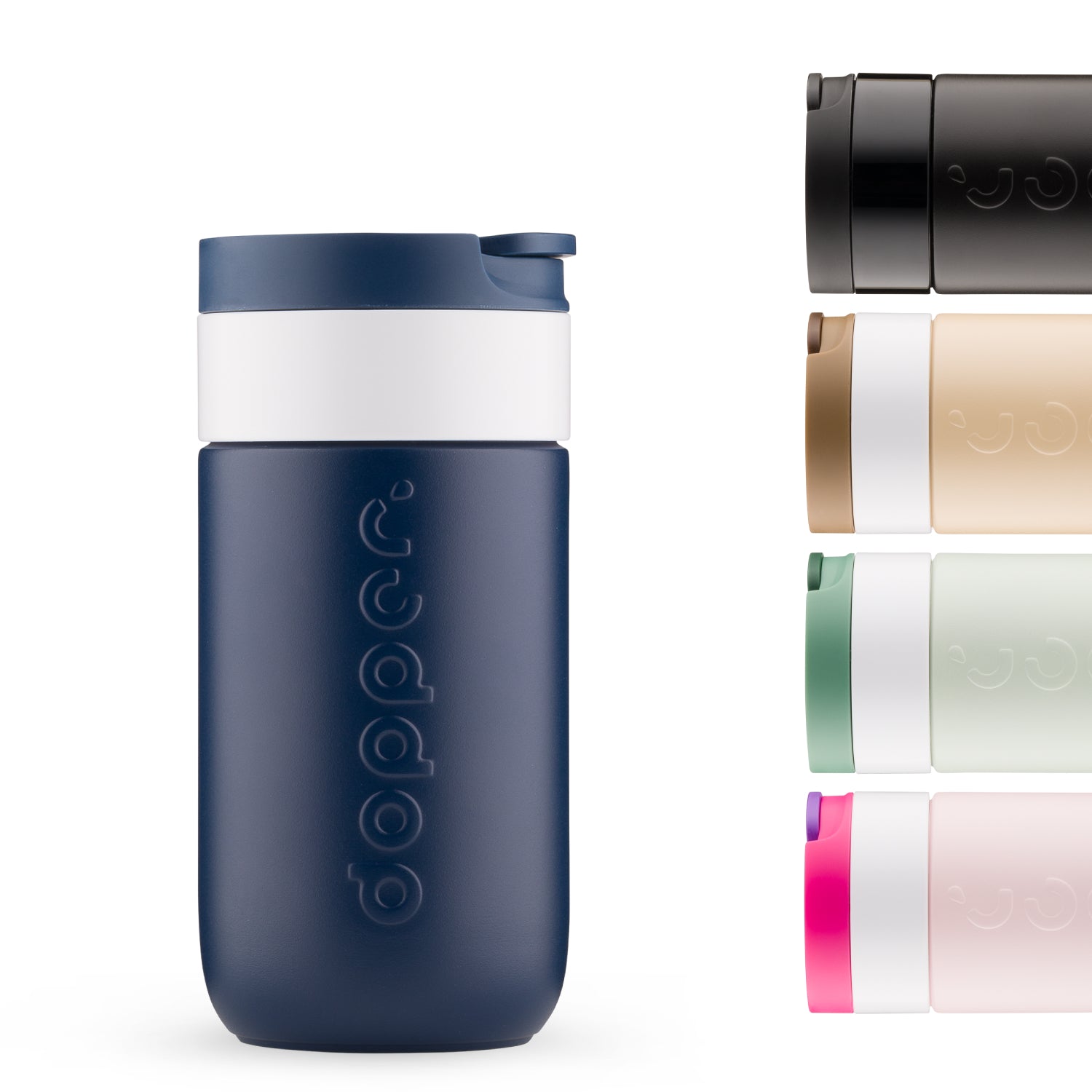 Dopper Travel Mug Small 300ml Breaker Blue (blauw) - vooraanzicht met overige kleuren klein afgebeeld