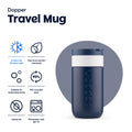 Dopper Travel Mug Small 300ml Breaker Blue (blauw) - vooraanzicht met vermelding eigenschappen