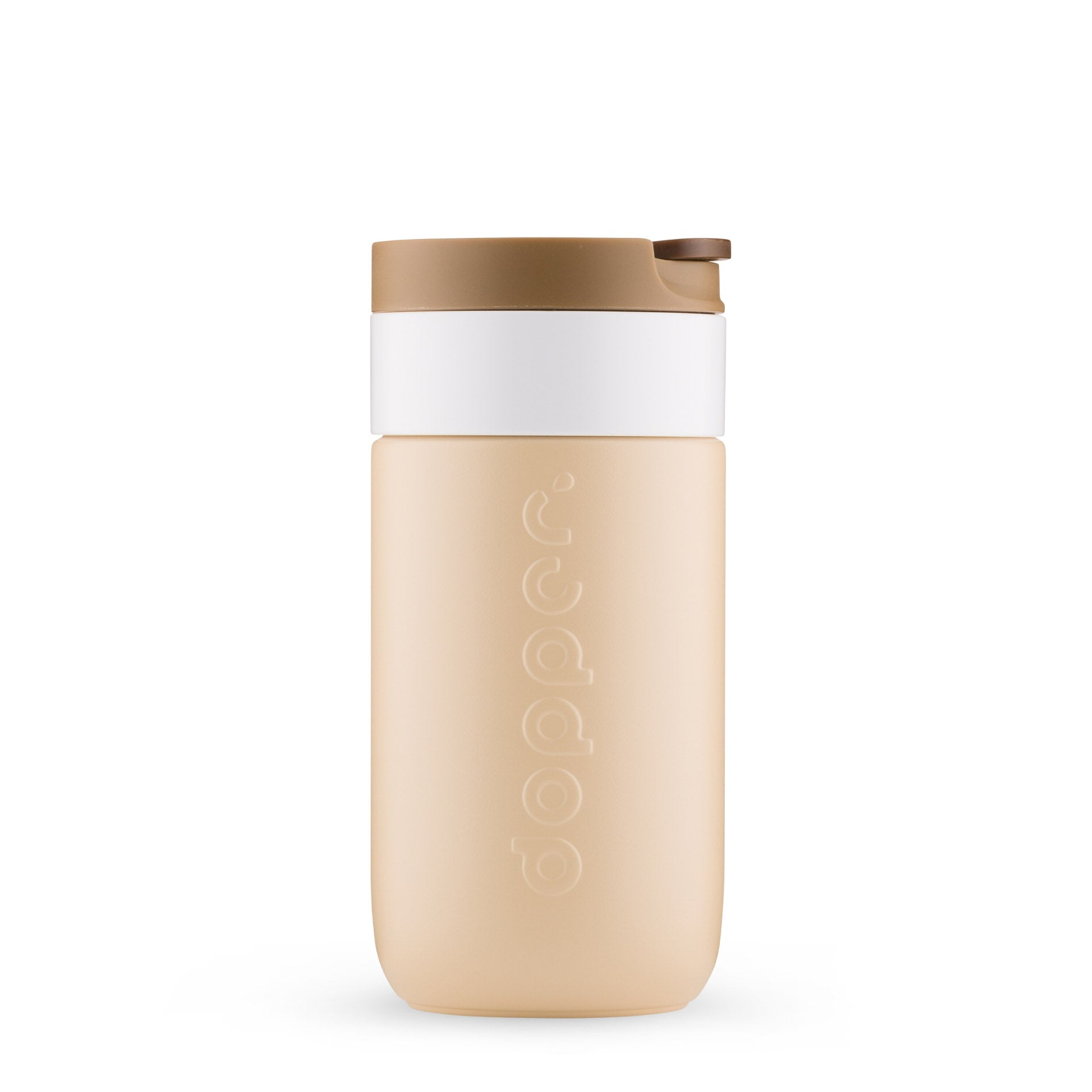 Dopper Travel Mug Small 300ml Earthy Brown (Beige) - vooraanzicht met witte achtergrond