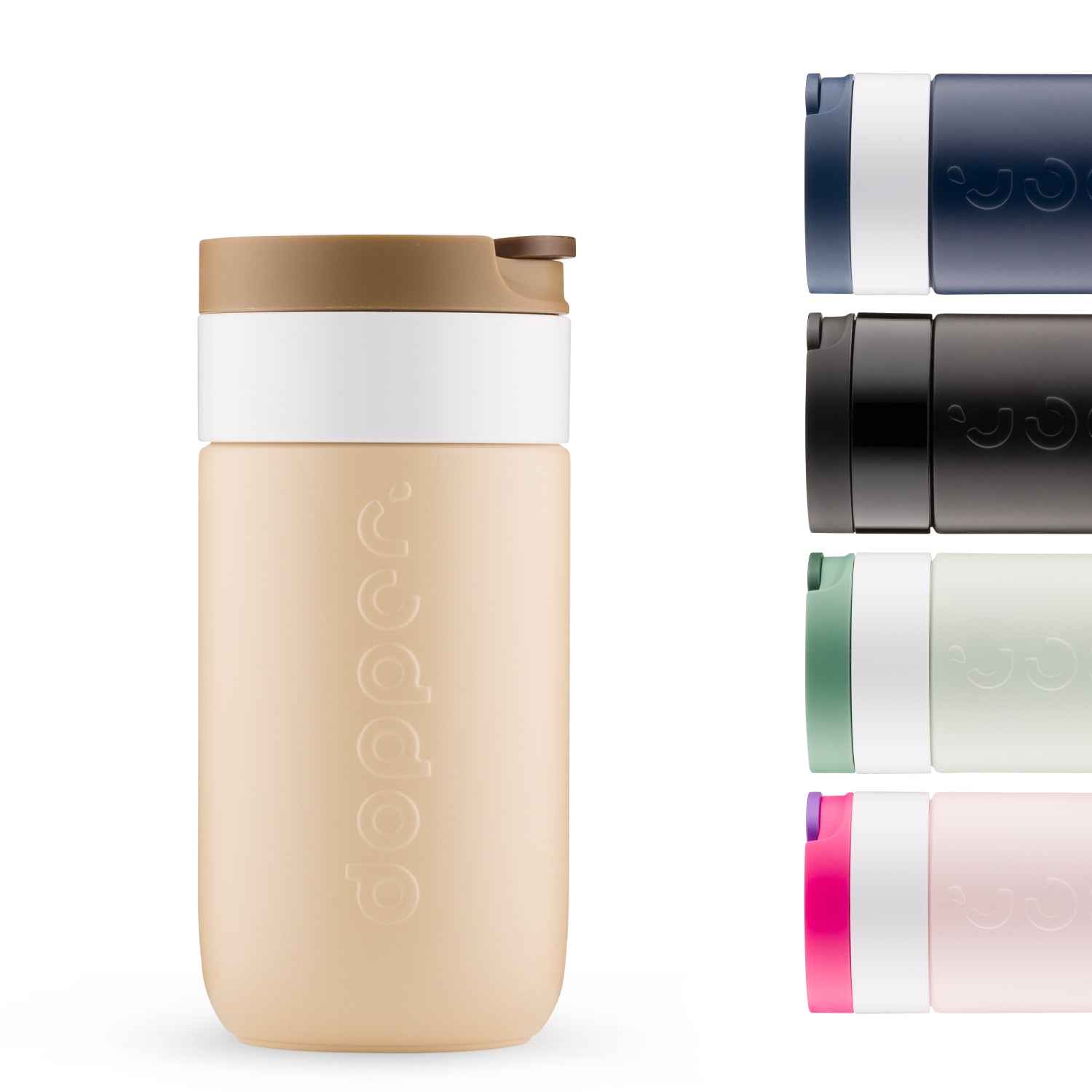 Dopper Travel Mug Small 300ml Earthy Brown (Beige) - vooraanzicht met overige kleuren klein afgebeeld