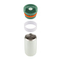 Dopper Travel Mug Small 300ml Forest Green - losse onderdelen zwevend boven elkaar
