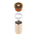 Dopper Travel Mug Small 300ml Earthy Brown (Beige) - losse onderdelen zwevend boven elkaar