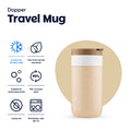 Dopper Travel Mug Small 300ml Earthy Brown (Beige) -  vooraanzicht met vermelding eigenschappen
