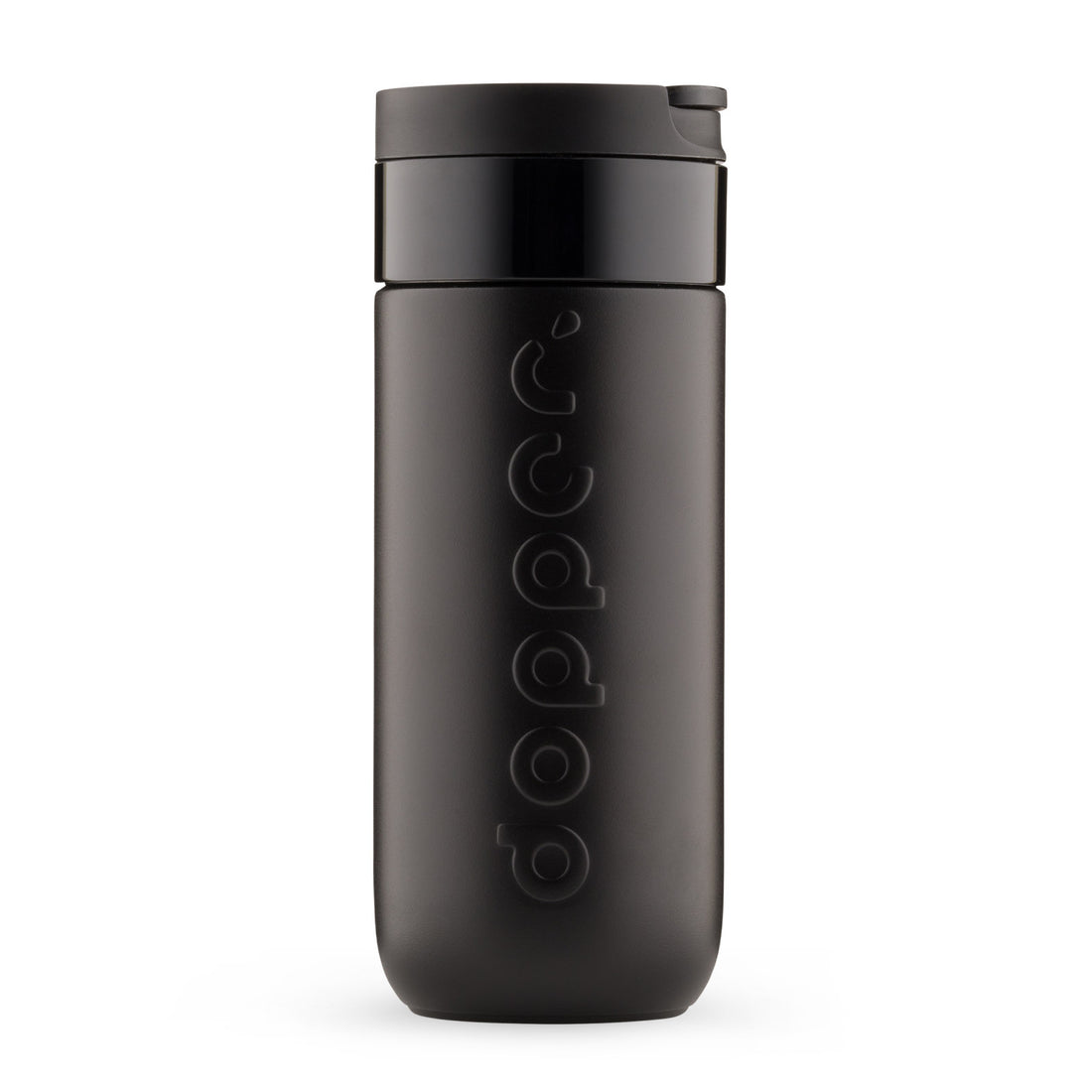 Dopper Travel Mug Large 400ml Blazing Black - vooraanzicht met witte achtergrond
