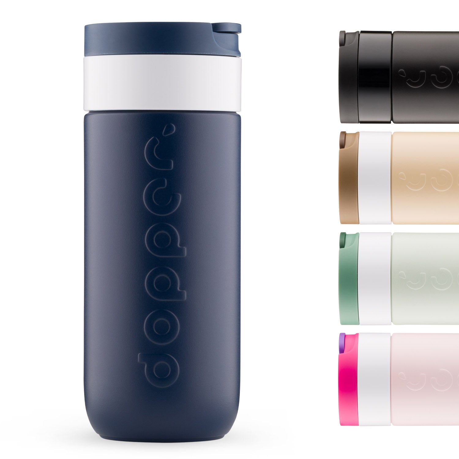 Dopper Travel Mug Large 400ml Breaking Blue (blauw) - vooraanzicht met overige kleuren klein afgebeeld