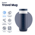 Dopper Travel Mug Large 400ml Breaking Blue (blauw) - vooraanzicht met vermelding eigenschappen