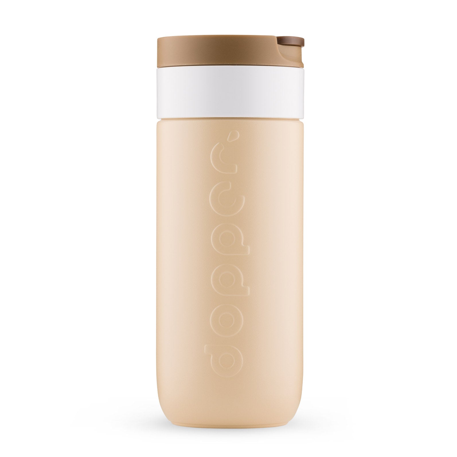 Dopper Travel Mug Large 400ml Earthy Brown (beige) - vooraanzicht met witte achtergrond