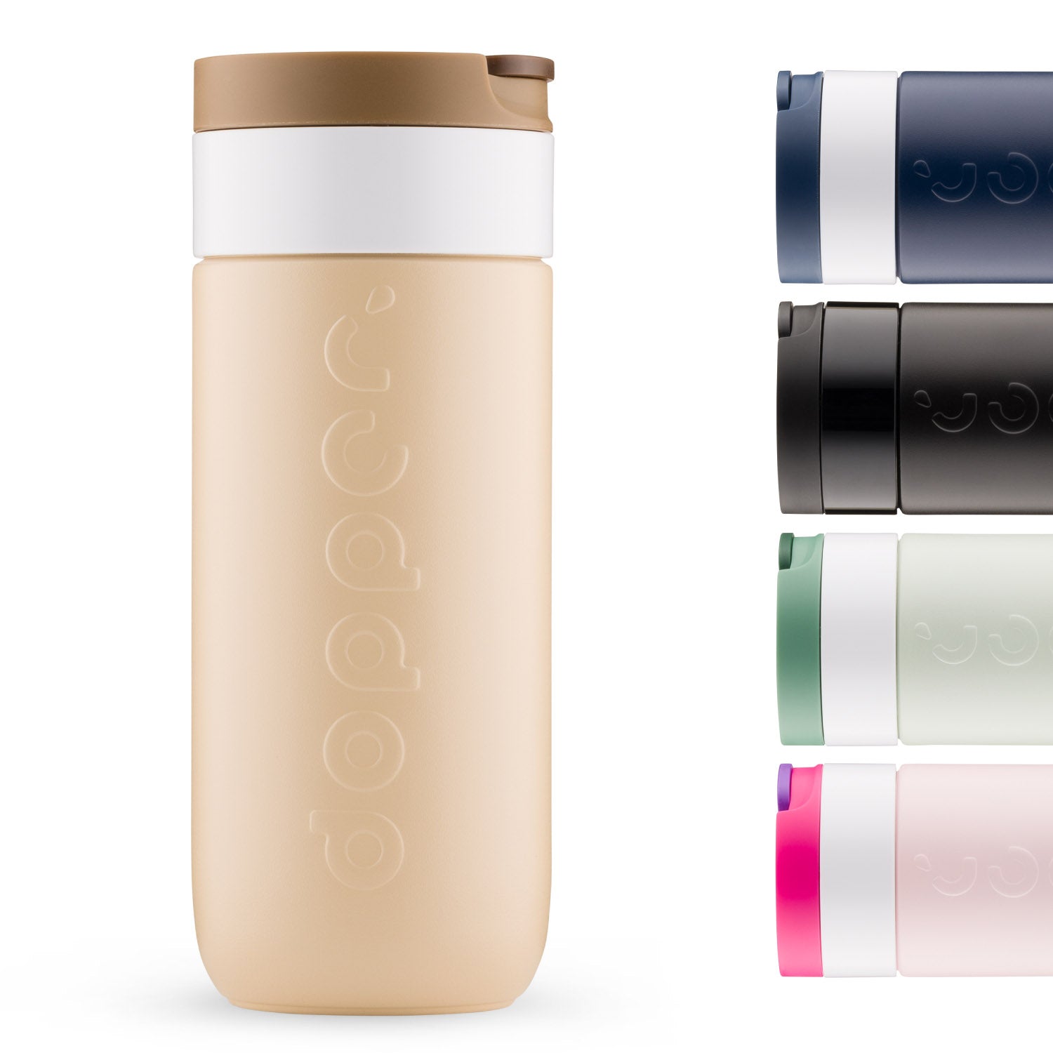 Dopper Travel Mug Large 400ml Earthy Brown (beige) - vooraanzicht met overige kleuren klein afgebeeld