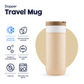 Dopper Travel Mug Large 400ml Earthy Brown (beige) - vooraanzicht met vermelding eigenschappen