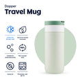 Dopper Travel Mug Large 400ml Forest Green (groen) - vooraanzicht met vermelding eigenschappen