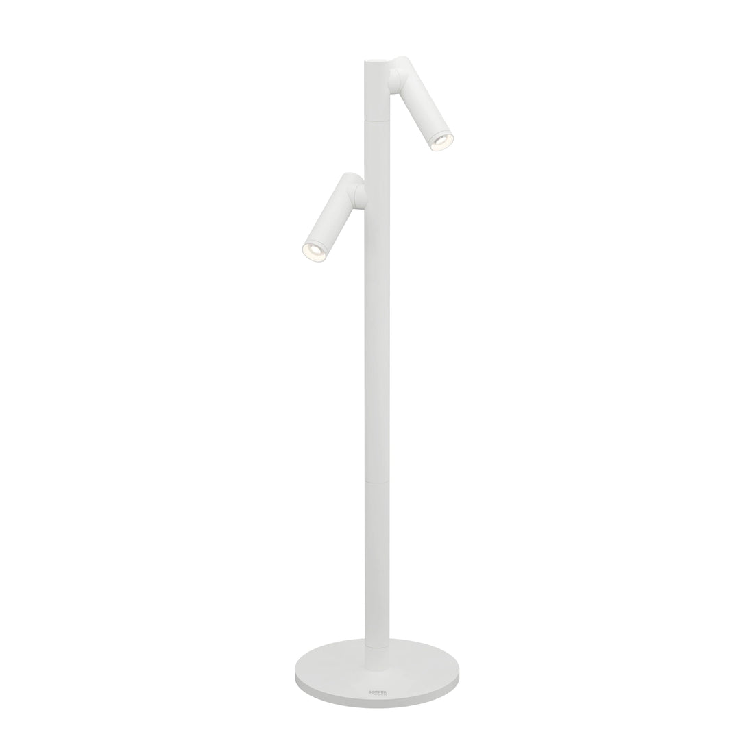 Sompex Tubo Buffet Oplaadbare LED Tafellamp 2-Lichts Wit - vooraanzicht met witte achtergrond en ingeschakeld licht