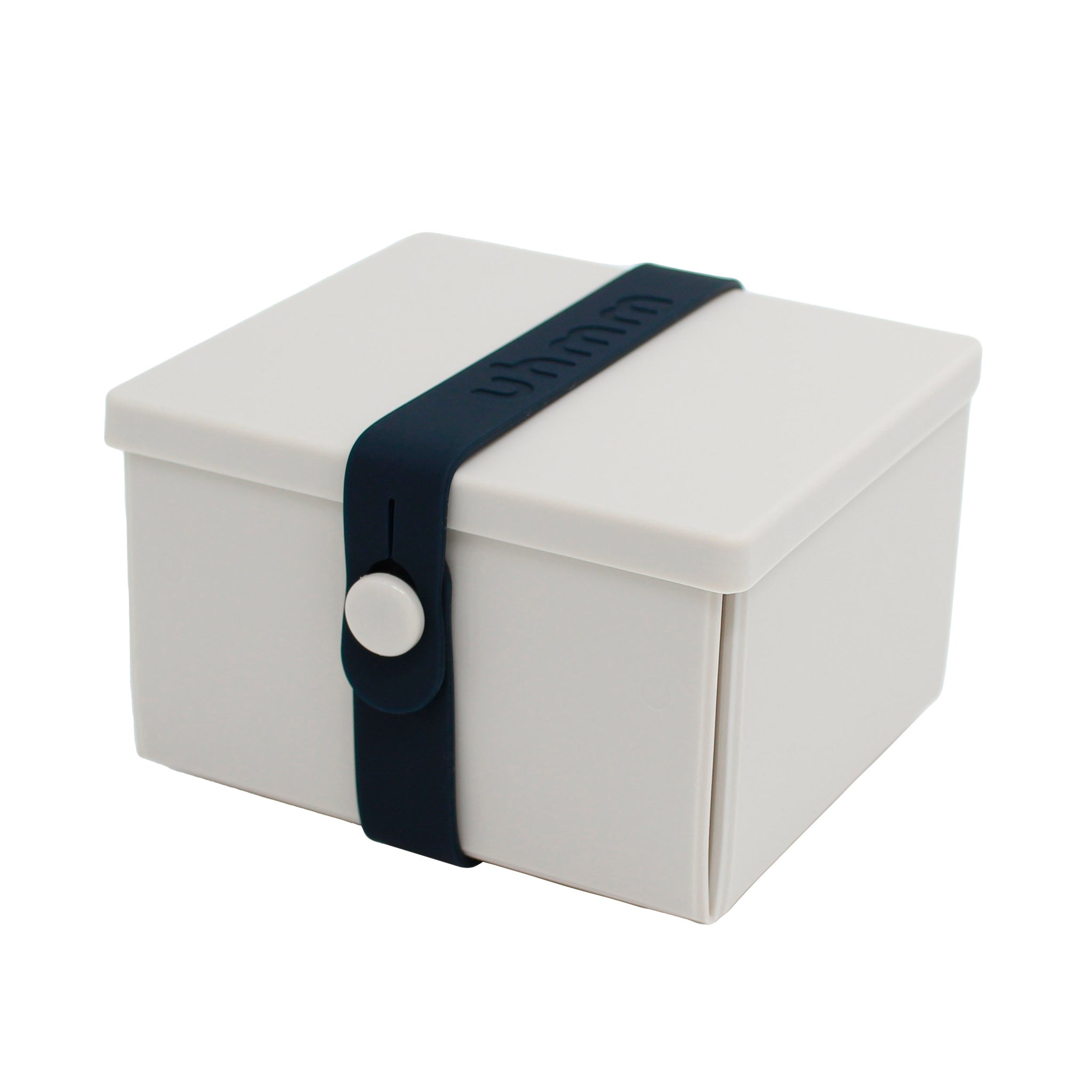 Uhmm 02 pvouwbare Luchbox Warm Grijs│art. 981498│vooraanzicht met strap Midnight Blue