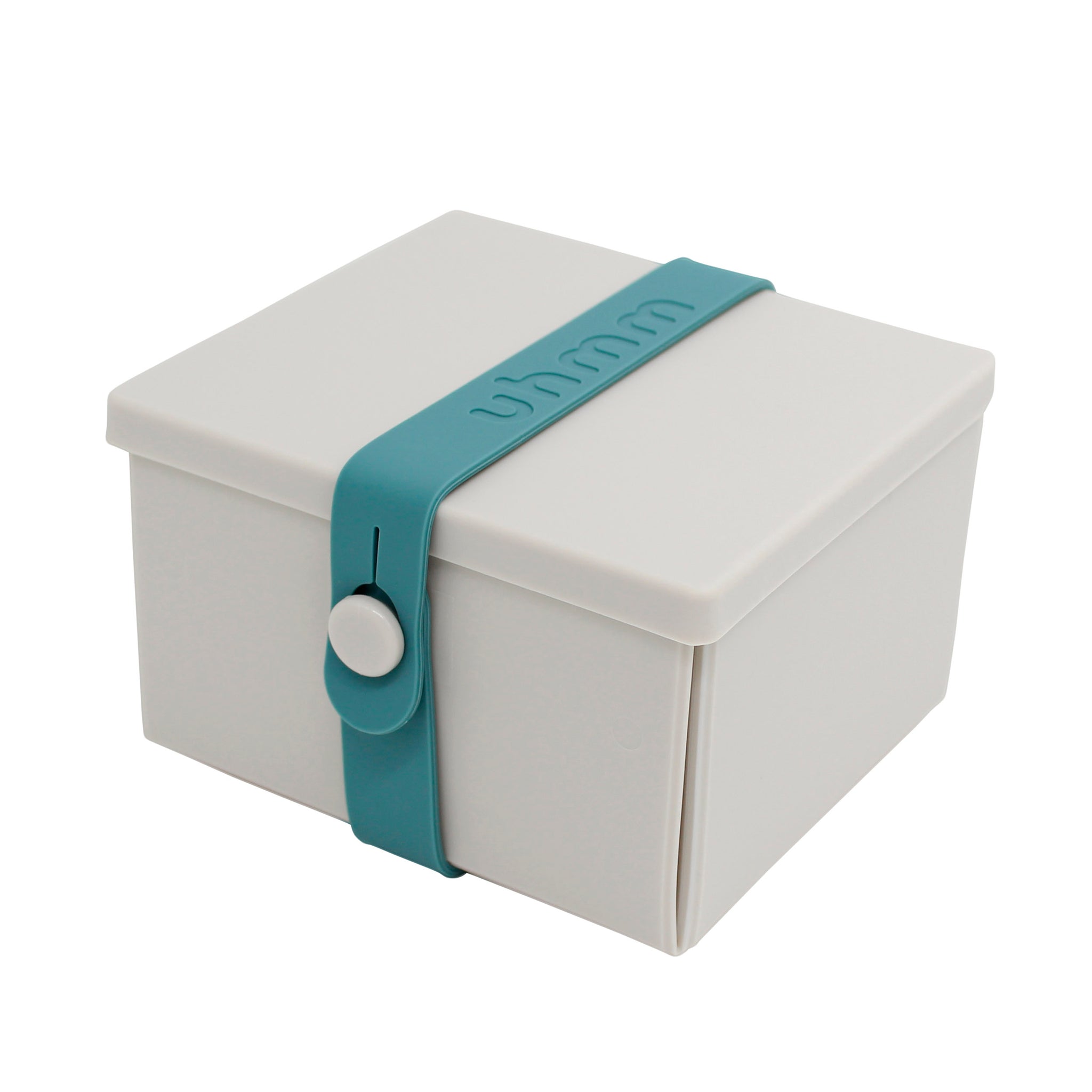 Uhmm 02 pvouwbare Luchbox Warm Grijs│art. 981498│vooraanzicht met strap Petrol