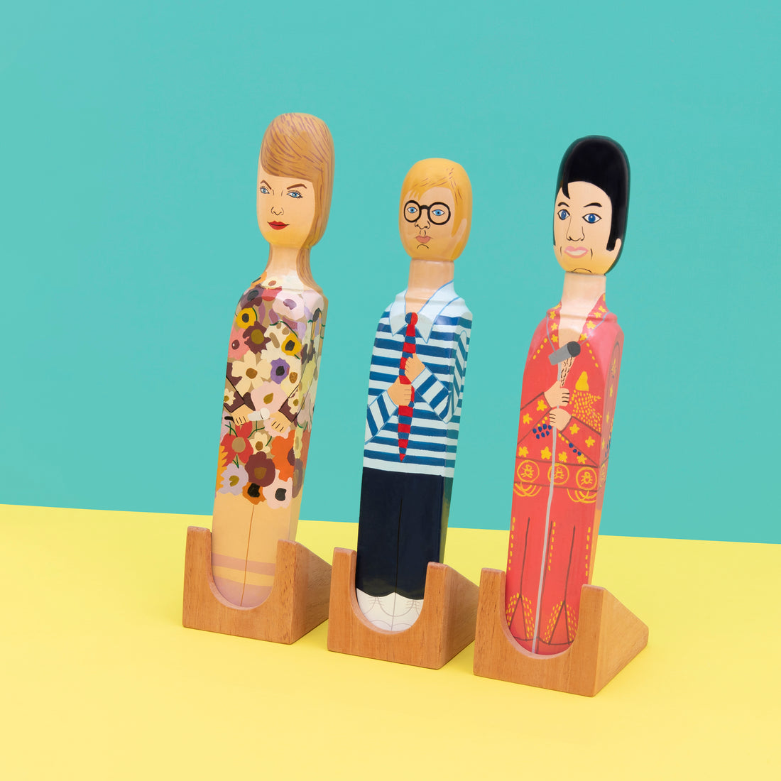 Wedgie Standaard losstaand voor Deurstopper - 3 losse stuks en 1 houder met David Hockney