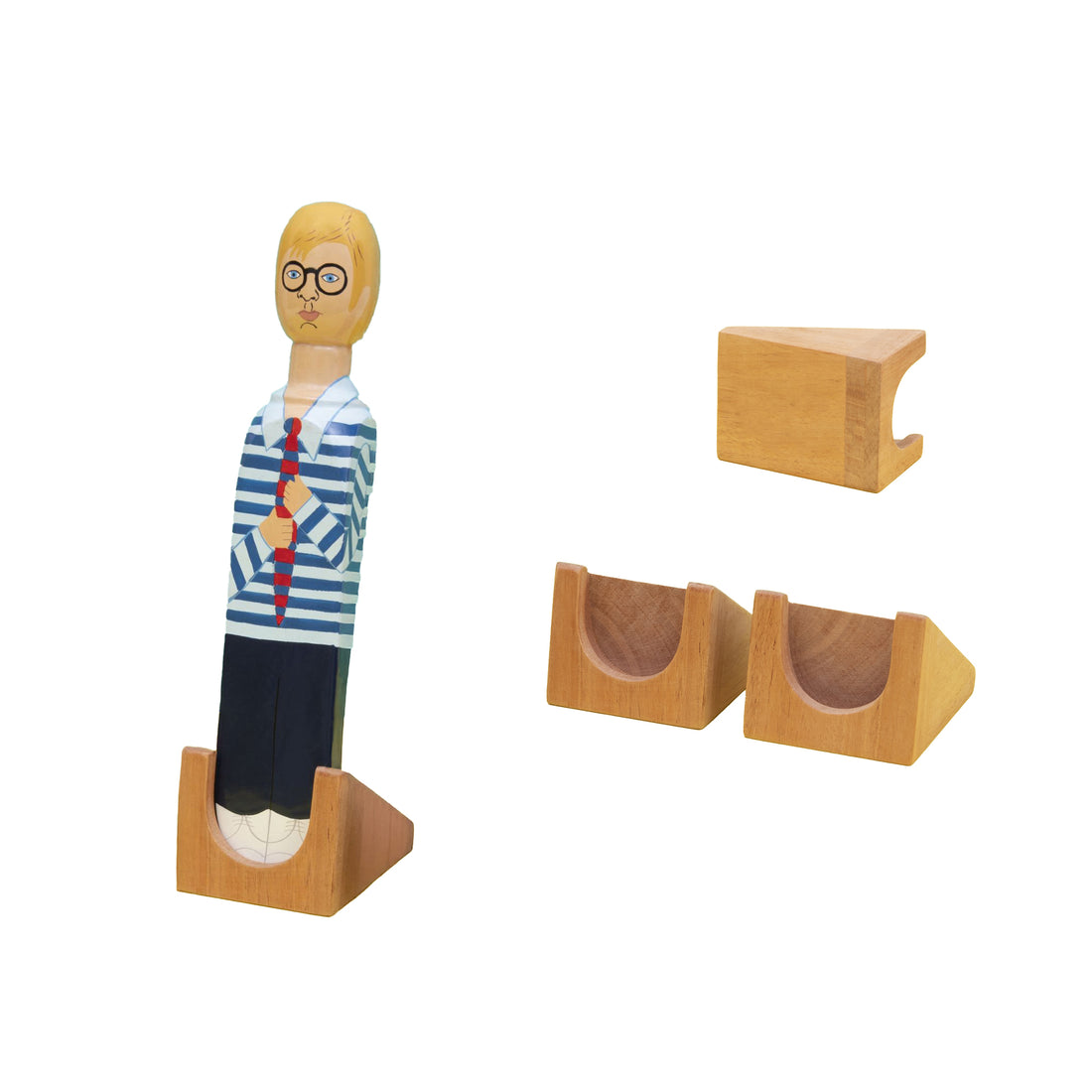 Wedgie Standaard losstaand voor Deurstopper - 3 losse stuks en 1 houder met David Hockney