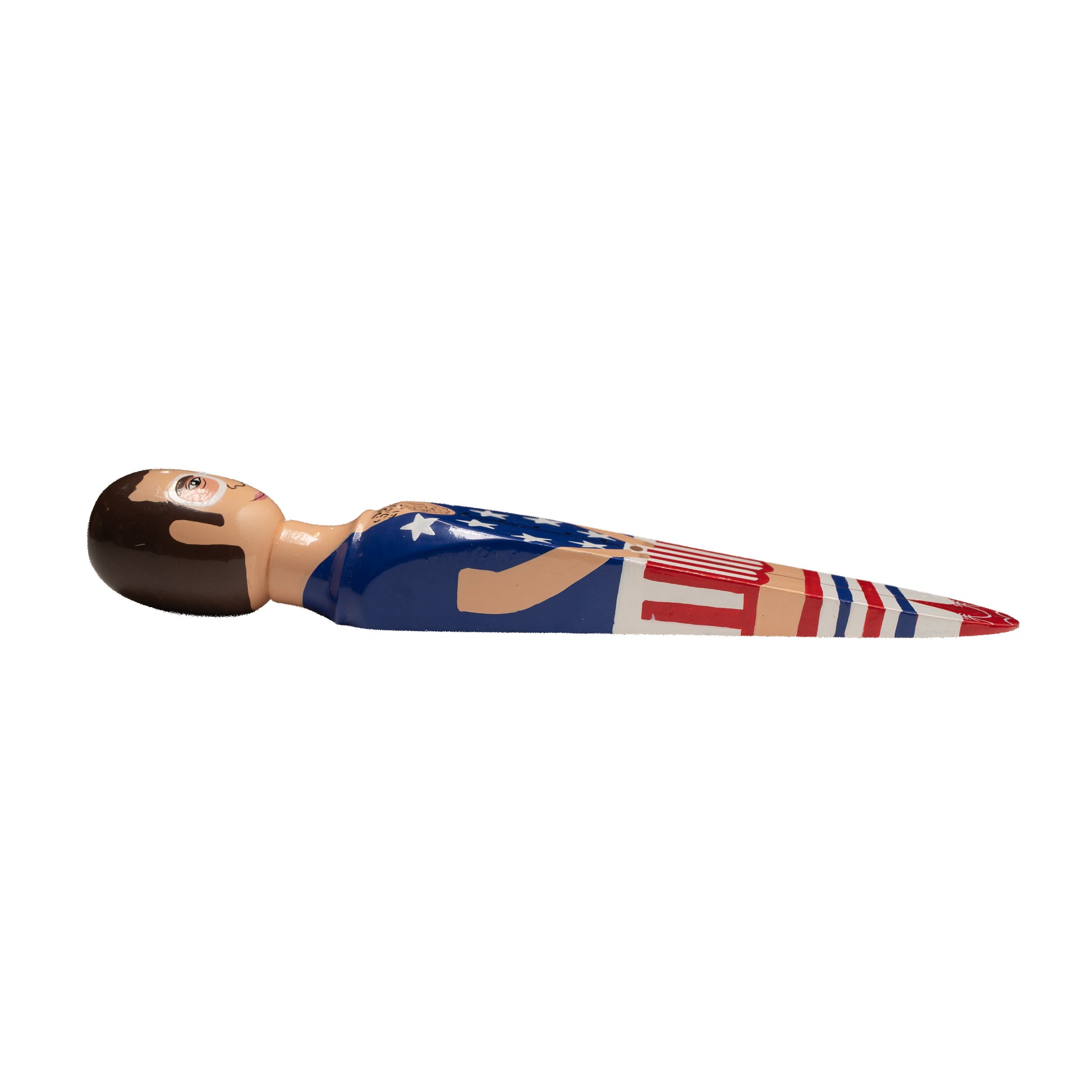 Wedgie Deurstopper Elty - Stars & Stripes (Elton John Look) - zijaanzicht liggend met witte achtergrond