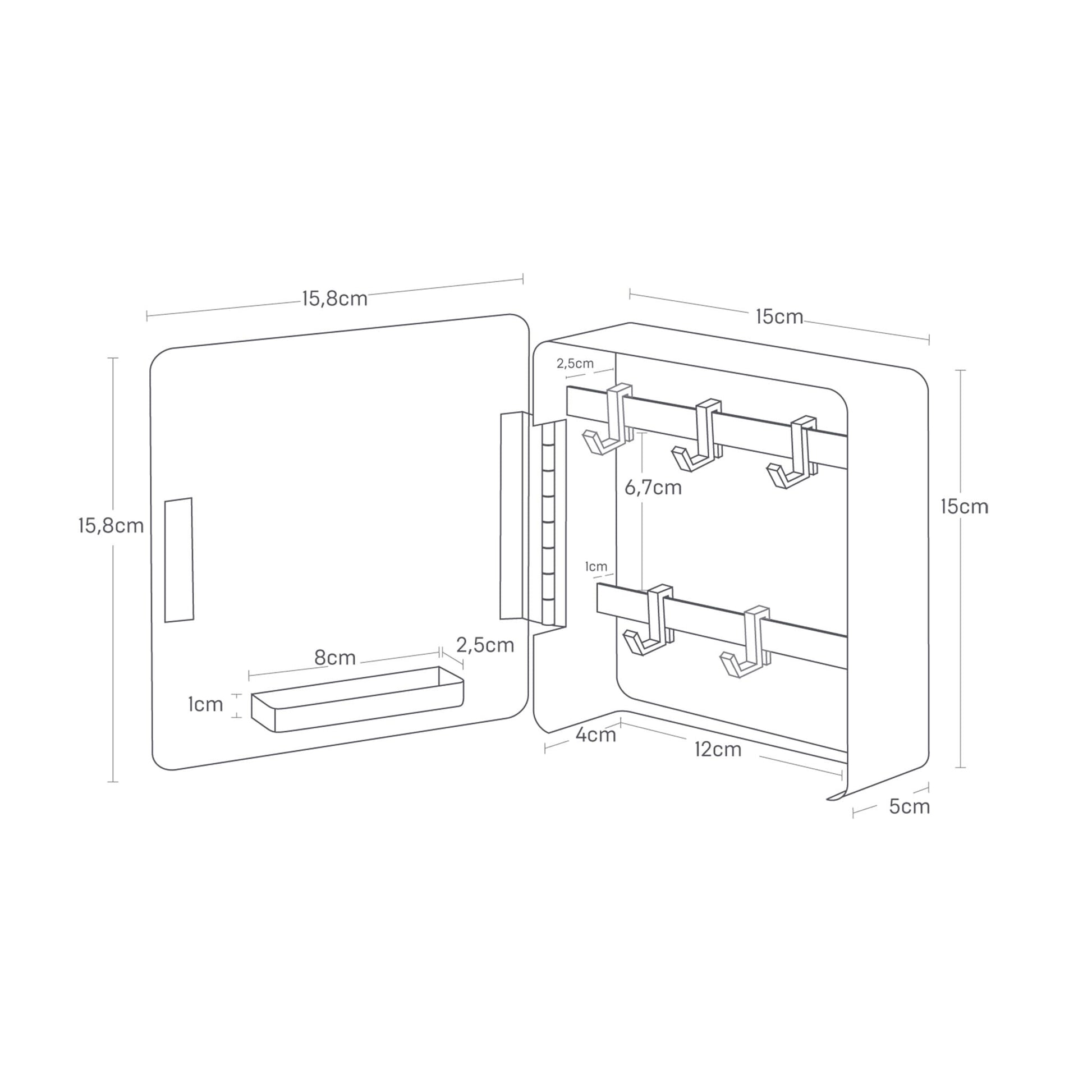 Sleutlekastje Tower Magnetisch │Yamazaki│afmetingen