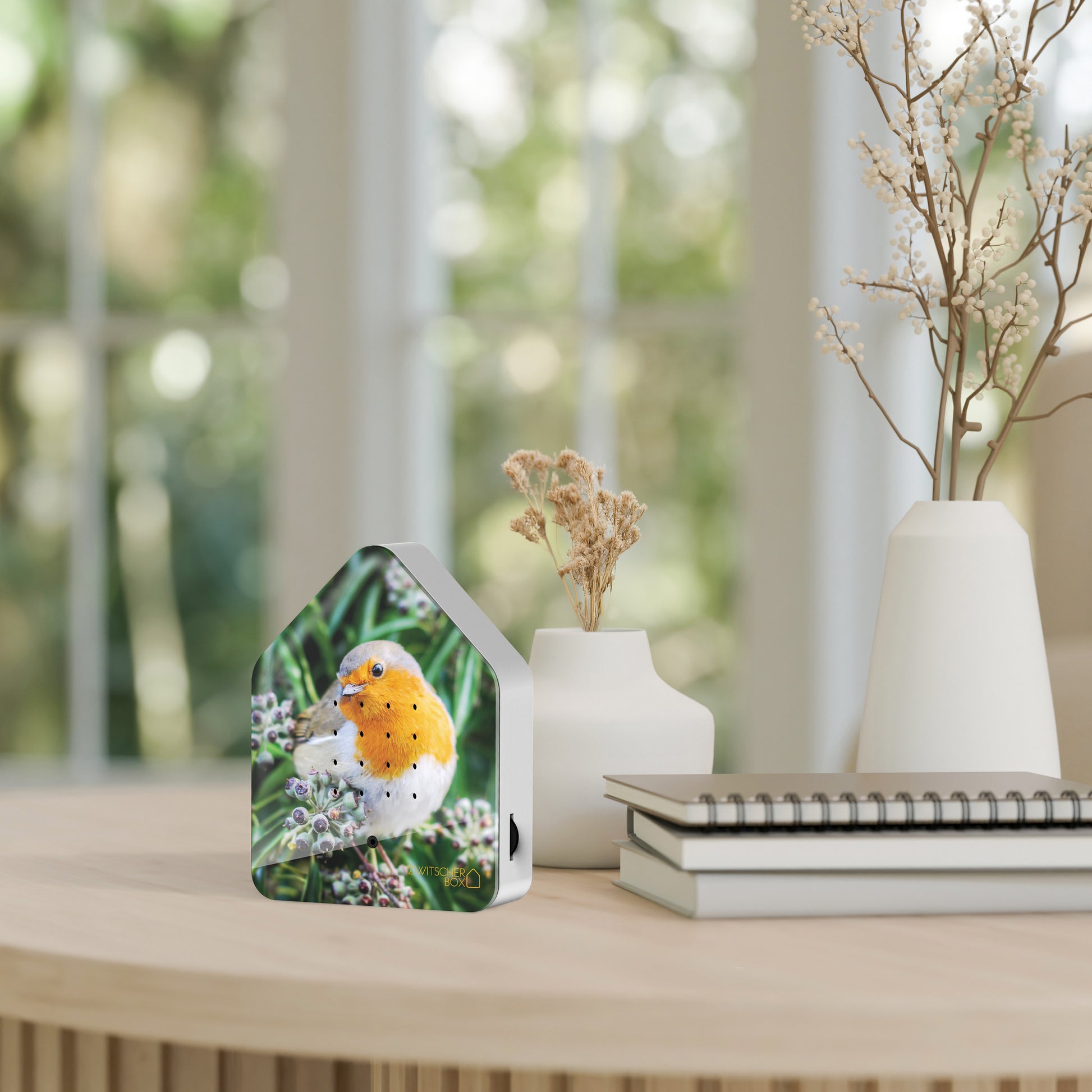 Zwitscherbox Limited Edition Roodborstje│art. 11ZBX0301018│op houten tafel