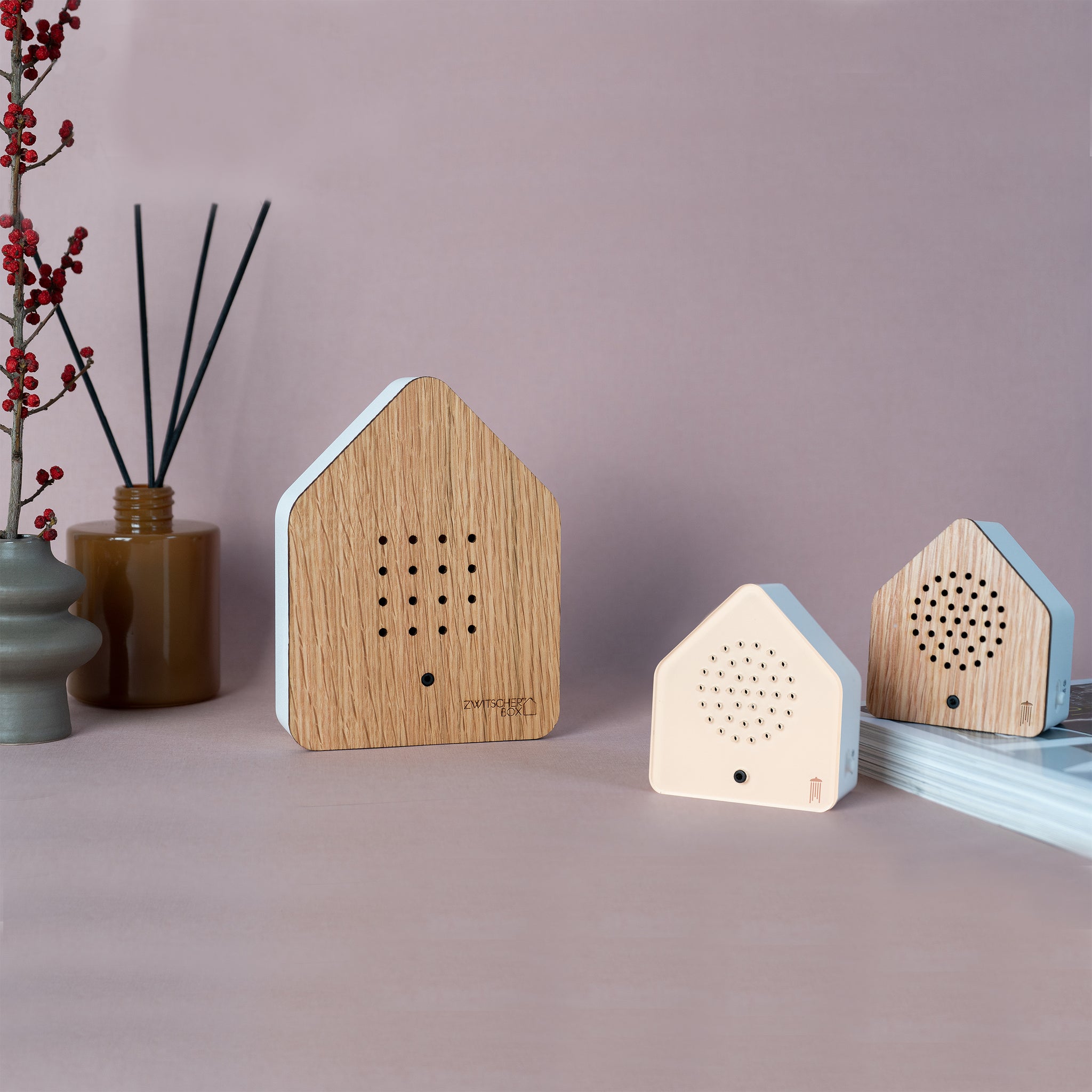 Zwitscherbox Satellite Wind Chimes Peach│art. 11WIC0101001│met eiken versie ne Zwitscherbox