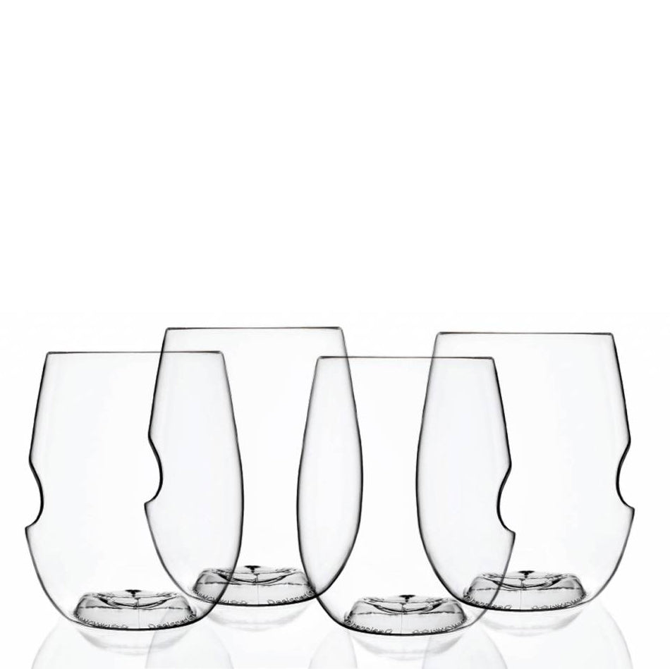 Govino Witte Wijnglazen Kunststof│Set van 4│vier lege glazen met witte achtergrond