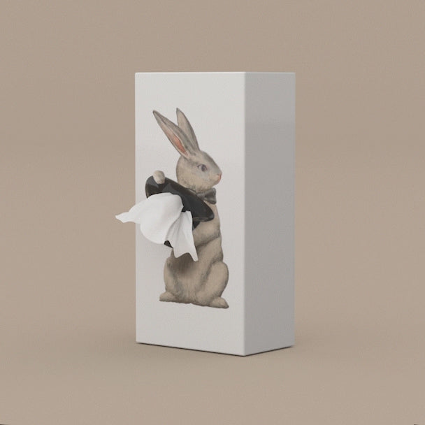 Tissue Up Rabbit Wit│Tissuebox│art. LD-TG004WR│video met bewegende zakdoek uit hoge hoed