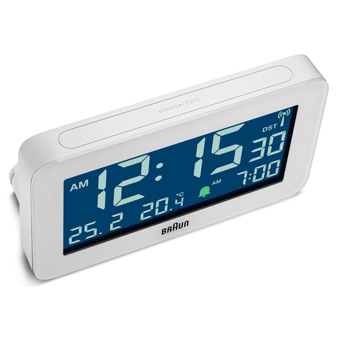 Braun Wekker Digitaal BC10W-DCF│Wit│radiogestuurd│Temperatuur│bovenaanzicht met verlichting