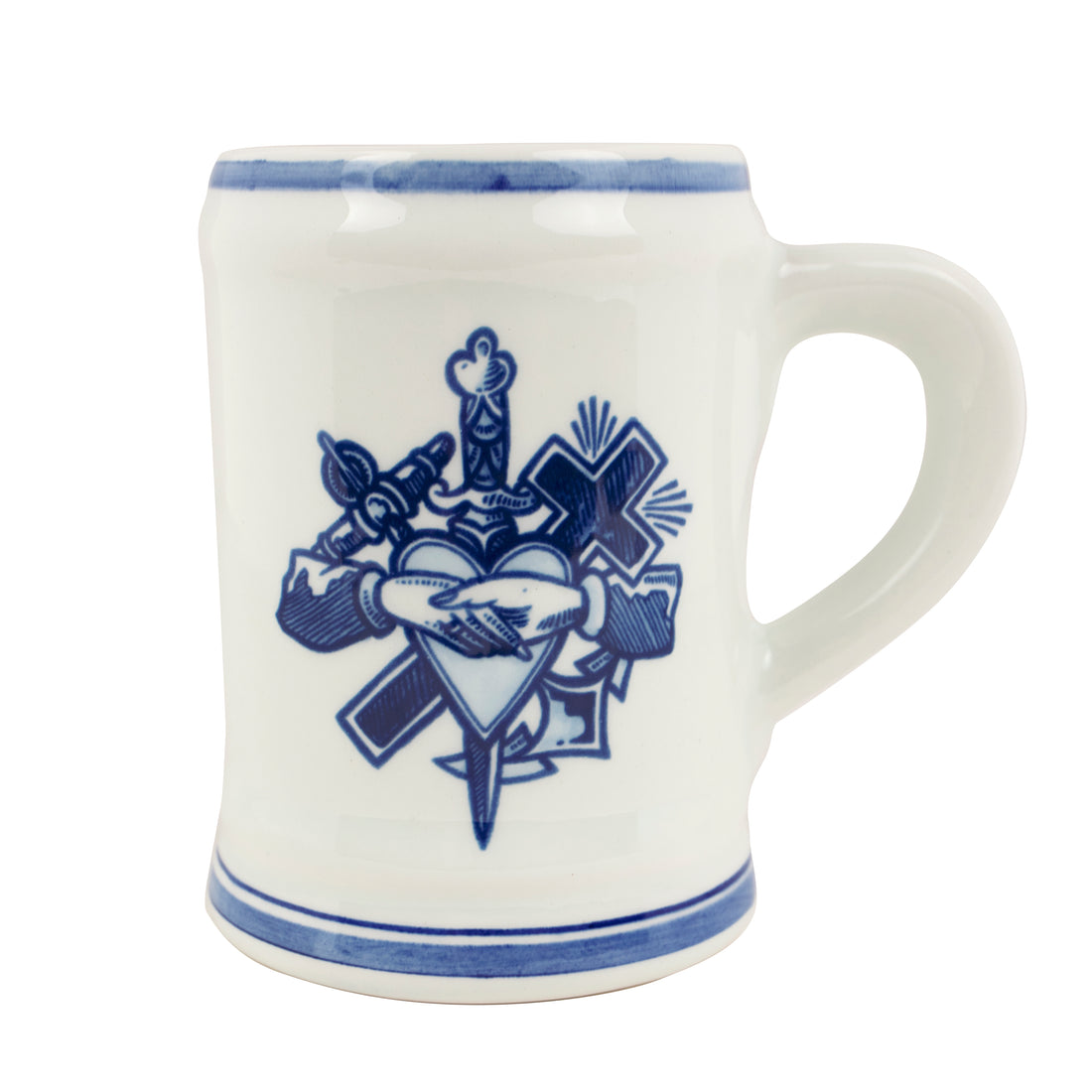 Schiffmacher Royal Blue Tattoo│Bierpul Schiffmacher│foto tattoo hart met zwaard en kruis