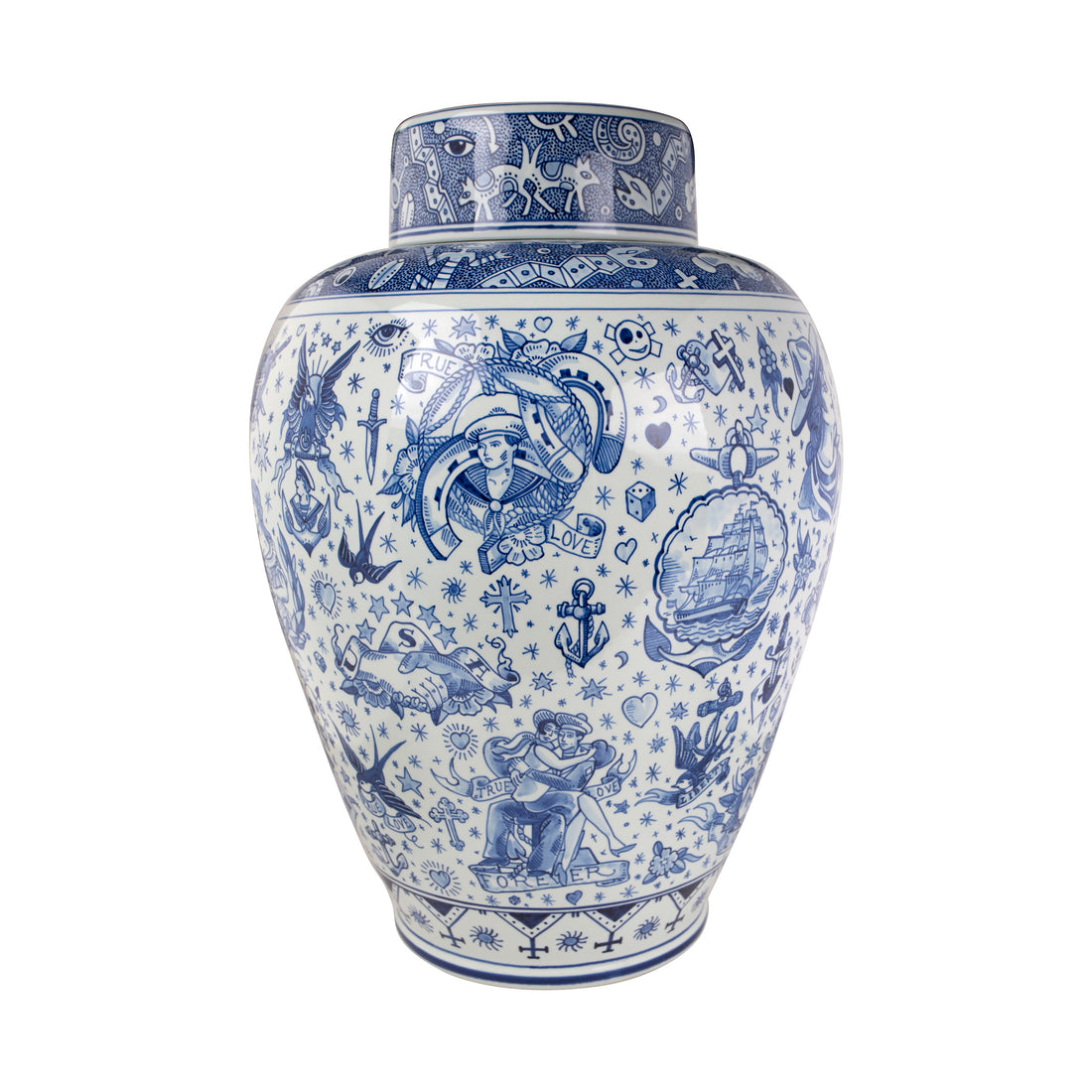 Vaas True Love│Schiffmacher Royal Blue Tattoo│Royal Delft│art. 65800600│voorkant met witte achtergrond