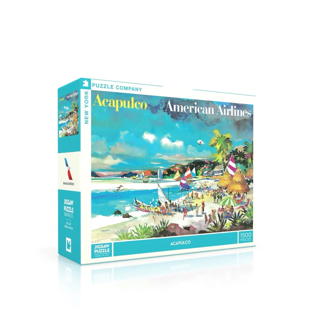 Puzzel American Airlines Acapulco│New York Puzzle Company 1500 stukjes│art. NPZAA2274│verpakking met schaduw
