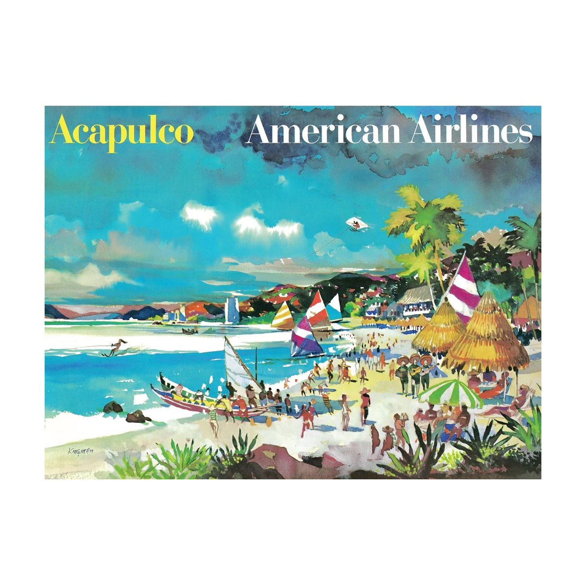 Puzzel American Airlines Acapulco│New York Puzzle Company 1500 stukjes│art. NPZAA2274│afbeedling illustratie witte achtergrond