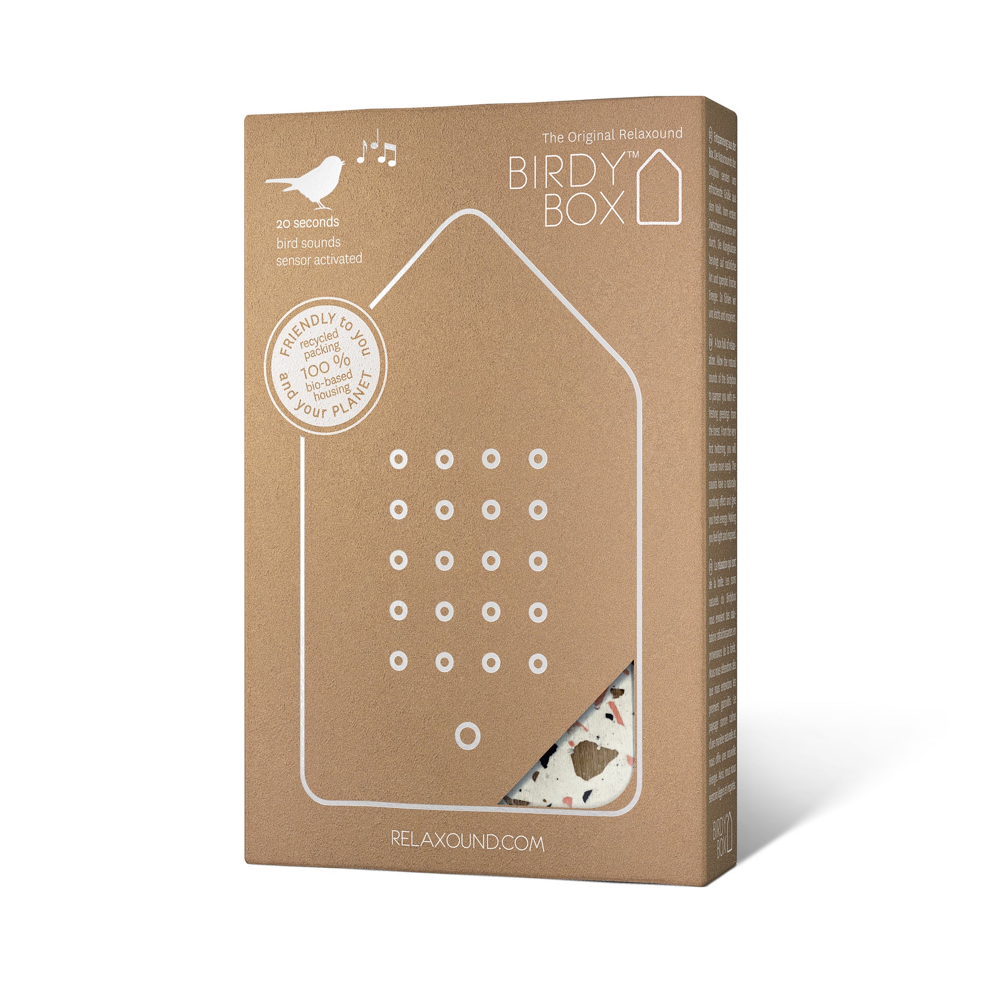 Birdybox Toffee Terrazzo│Relaxound│Vogelgeluiden│art. 11BBX0801002│verpakking