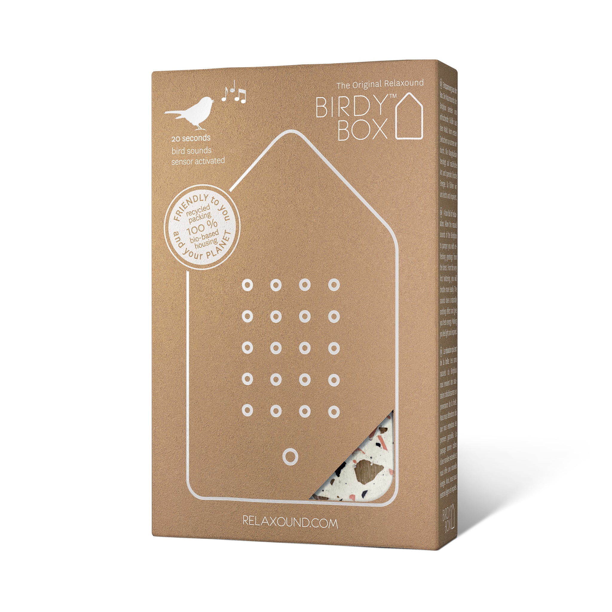 Birdybox Toffee Terrazzo│Relaxound│Vogelgeluiden│art. 11BBX0801002│verpakking