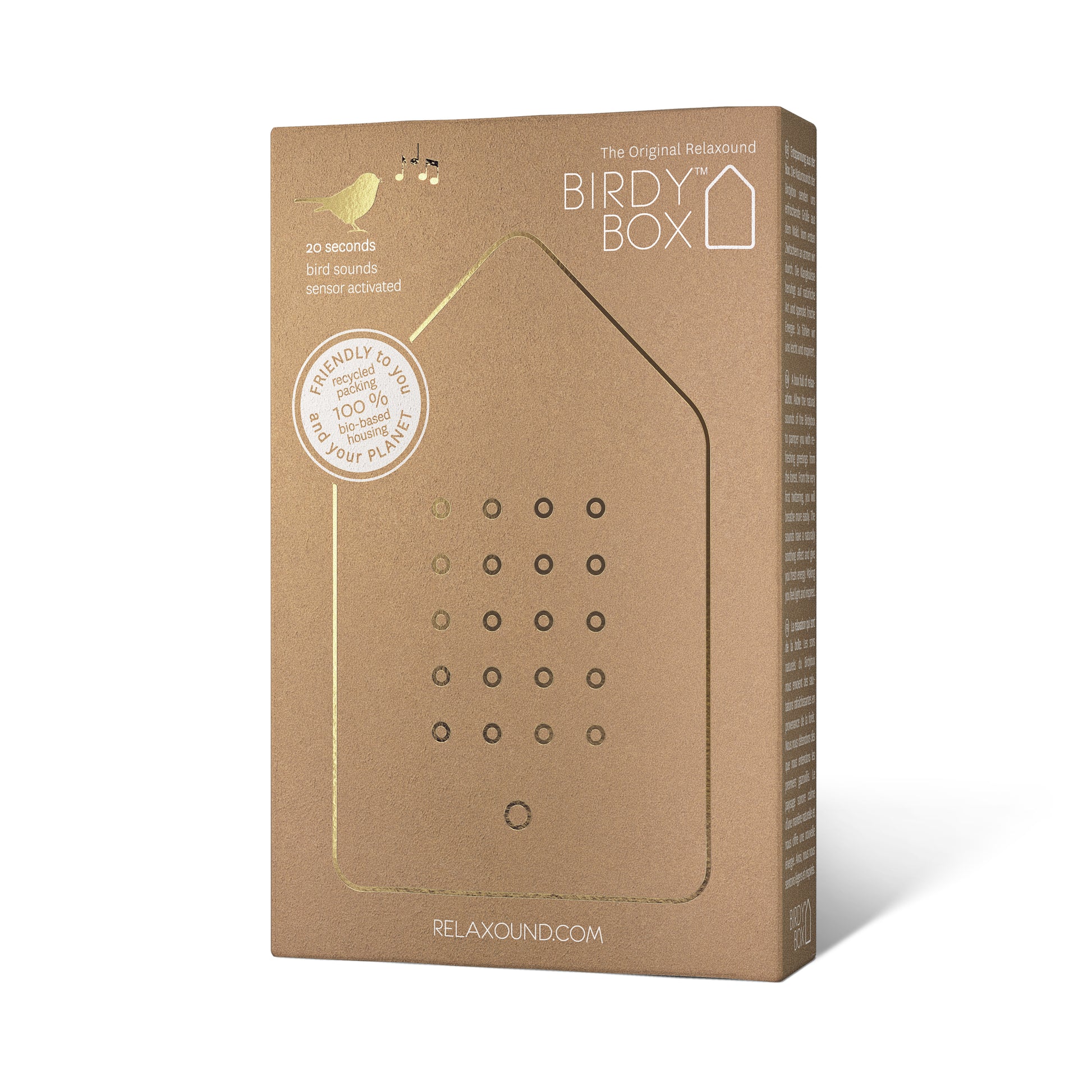Birdybox Golden Brass│Messing│Vogelgeluiden│Relaxound│art. 11BBX0401002│verpakking