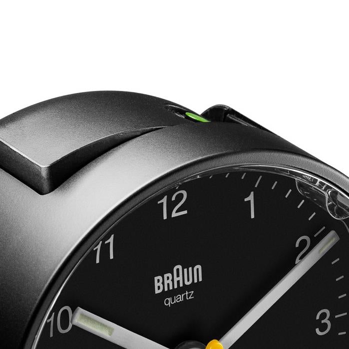 Braun Wekker Analoog BC01B│Zwart│detail alarmknop