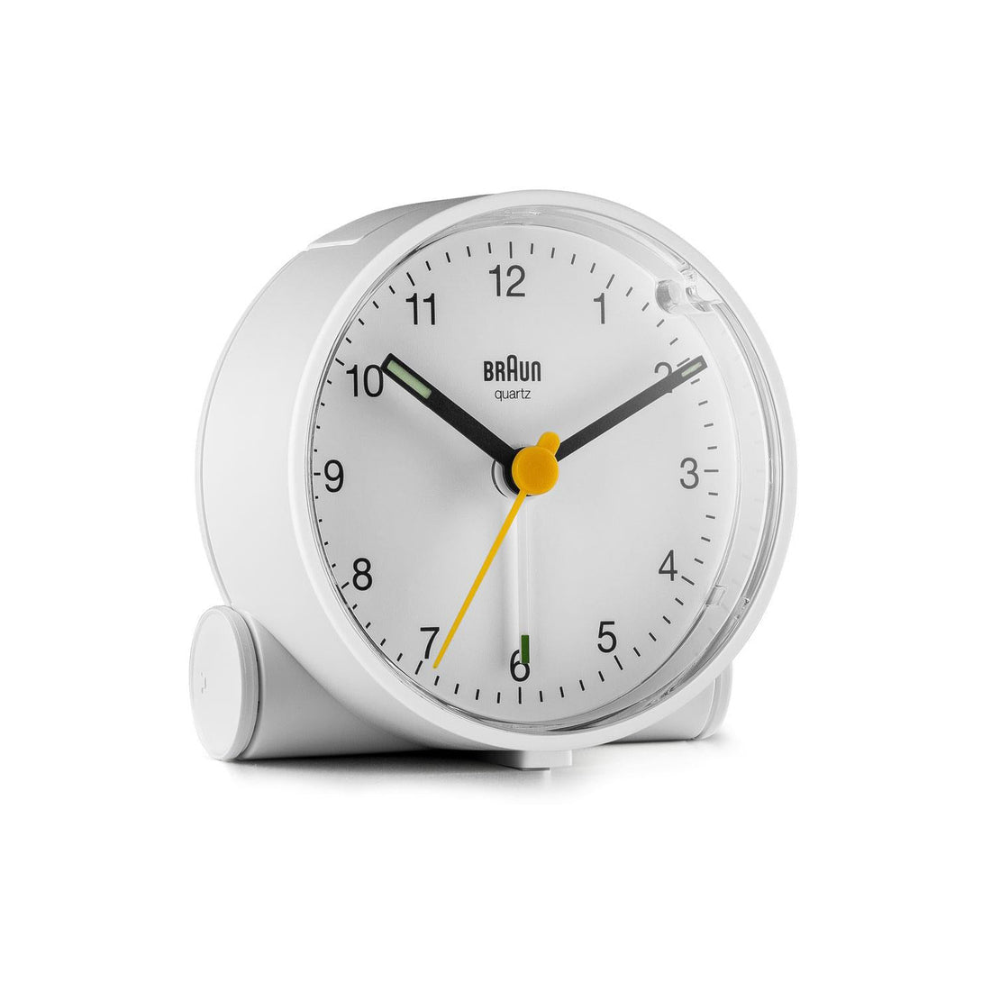 Braun Wekker Analoog BC01W│Wit│voorkant schuin met witte achtergrond
