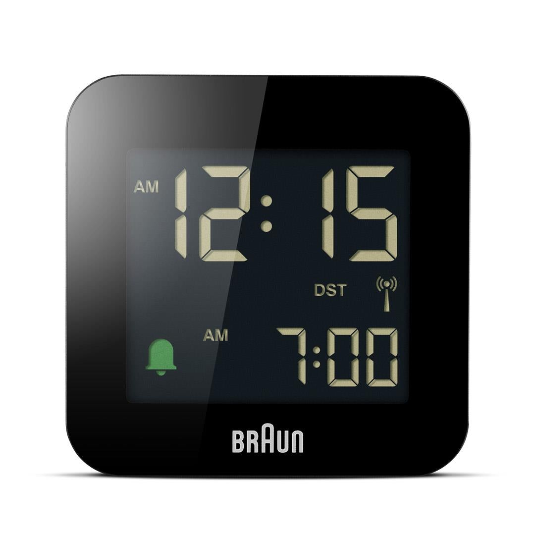 Braun Reiswekker Digitaal BC08B-DCF│Zwart│Radiogestuurd│foto voorzijde zonder verlichting