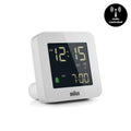 Braun Wekker Digitaal BC09W-DCF│Wit│Radiogestuurd│voorkant schuin met radio controlled teken