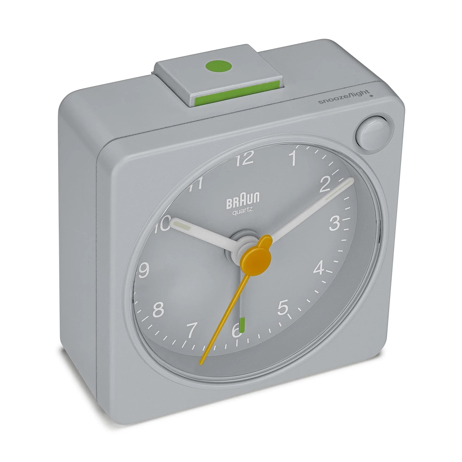 Braun Wekke Analoog BC02XG│Grijs│bovenkant met alarmknop