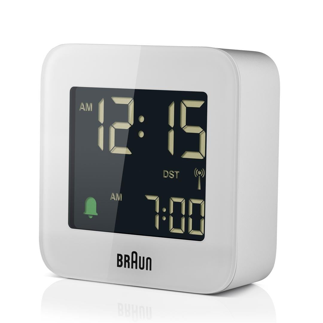 Braun Reiswekker Digitaal BC08G-DCF│Grijs│radiogestuurd│voorkant schuin links zonder verlichting