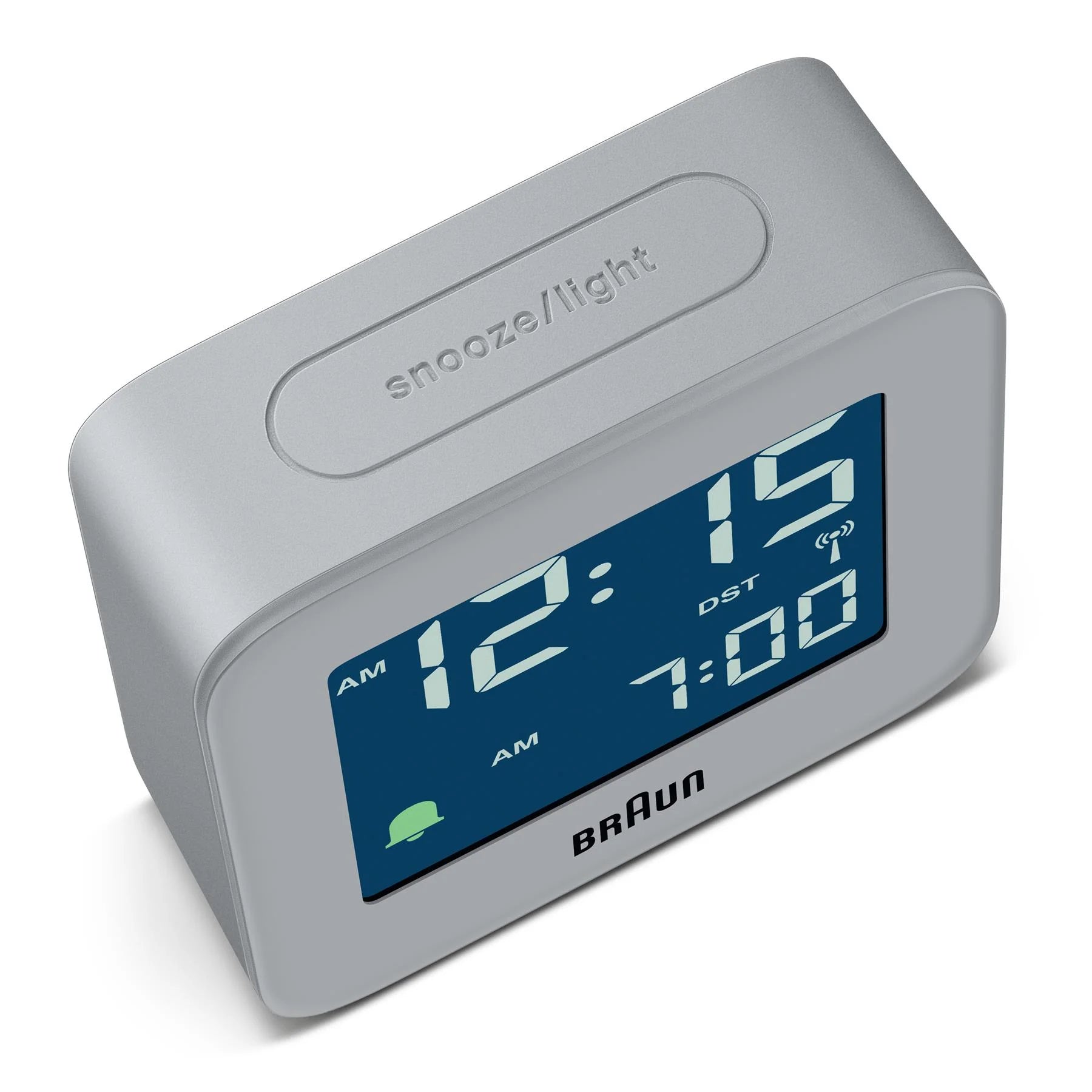 Braun Reiswekker Digitaal BC08G-DCF│Grijs│radiogestuurd│bovenzijde met verlichting aan