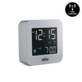 Braun Reiswekker Digitaal BC08G-DCF│Grijs│radiogestuurd│voorkant schuin met radio controlled teken
