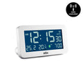 Braun Wekker Digitaal BC10W-DCF│Wit│radiogestuurd│Temperatuur│voorkant schuin met radio controlled teken