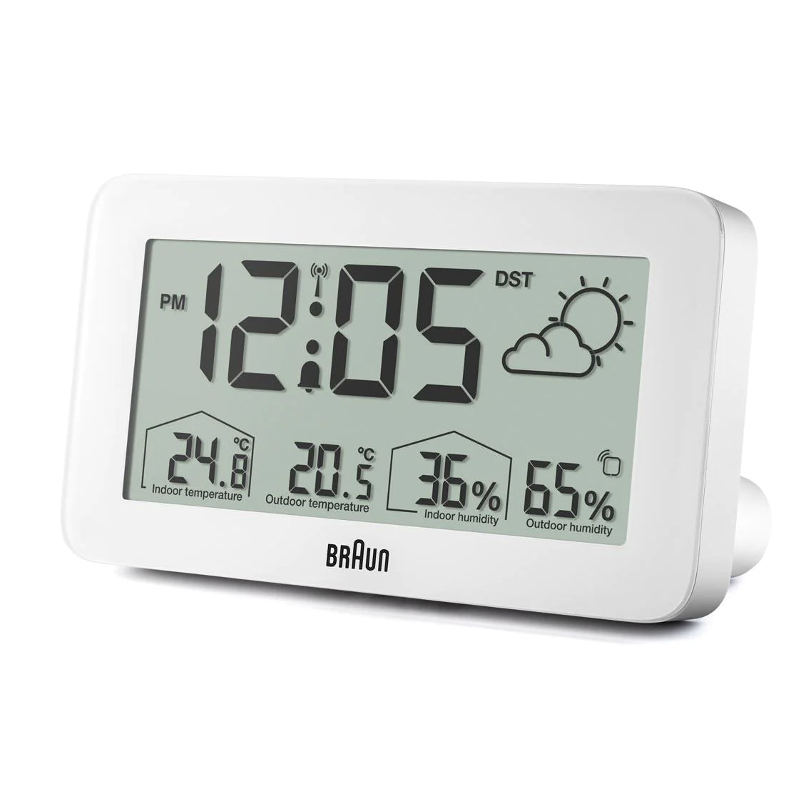 Braun Weerstation en Wekker BC13WP-DCF│Radiogestuurd│voorkant schuin links zonder verlichting