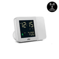 Braun Projectieklok en Wekker Digitaal BC15W-DCF│Wit│Radiogestuurd│vooraanzicht schuin met radio controlled teken